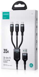 Kábel 3v1 USB-A / USB-C micro-USB Lightning Joyroom S-1T3018A18 30cm 3,5A v oplote čierny – Obrázok 7