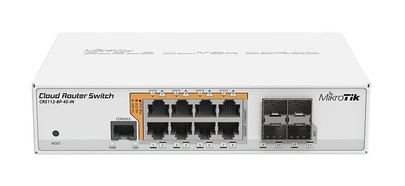 b93f36806bff74fc7d0668991b6ed248_original MikroTik CRS112-8P-4S-IN – PoE switch Layer 2/3, 8× Gigabit PoE, 4× SFP, RouterOS Level 5 – Obrázok 1