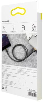 Kábel Baseus Cafule CALKLF-BV1 USB-A / Lightning pre iPhone 100 cm Apple 2.4A čierno-zlatý opletený – Obrázok 4