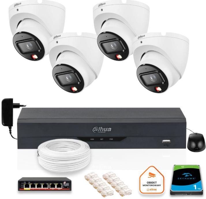 Sada monitoringu IP Dahua 4 Kamery vonkajšie IP 6mpx disk tvrdý