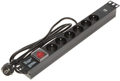 d3bbd1ca7861fd1eeffb9fc378214f53_original Napájacia lišta do racku 19″ PD-6/R-USB, 6 zásuviek, 2× USB – Obrázok 1