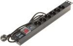 Napájacia lišta do racku 19" 1U PD-6/R-SPD-1L 6× zásuvka, 1,8 m, prepäťová ochrana