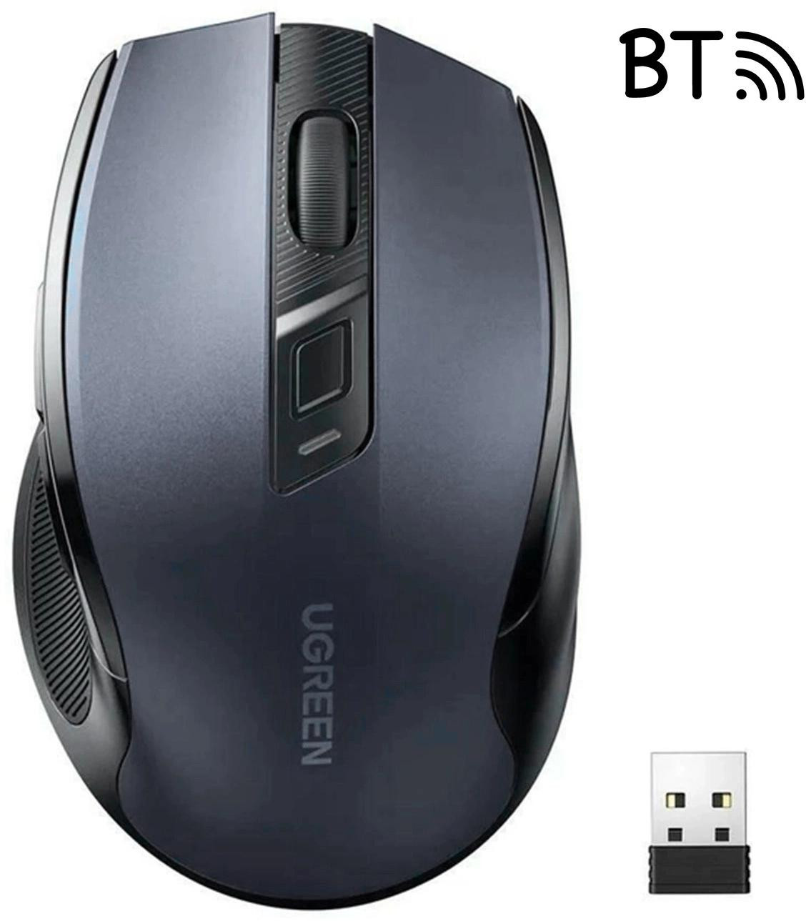 e6937629553a3d75ca18c93518a78ea4_original Myš optická Ugreen MU006 bezdrôtová USB 2.4GHz / Bluetooth 5.0 4000 DPI - čierna – Obrázok 1