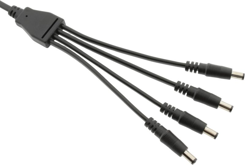 Splitter DC ESPE 1x4 zásuvka DC 2,1/5,5 / 4 x zástrčka rovný DC 2,1/5,5