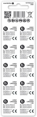 Alkalická batéria everActive AG0 / G0 / LR63 / LR521 – 1,5 V (balenie 10 ks) – Obrázok 2