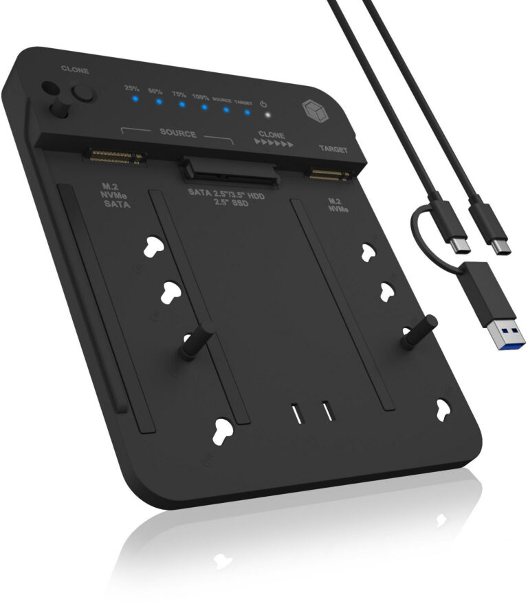 Klonovacia dokovacia stanica IcyBox IB-2913MCL-C31 – M.2 NVMe SSD a HDD, USB-C 10 Gb/s