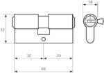 Cylindrická vložka PSG 63.63030.MN – 30/30 mm, mosadzná, nikel satén – Obrázok 2