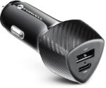 Nabíjačka do auta Forcell Carbon CC50-1A1C – 38 W, USB-C PD 3.0, USB-A QC 3.0, čierna