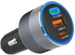 Nabíjačka do auta Forcell F-Energy 85 Alu – 85 W, 2× USB-C, 1× USB-A, PD 3.0, QC 4.0, sivá
