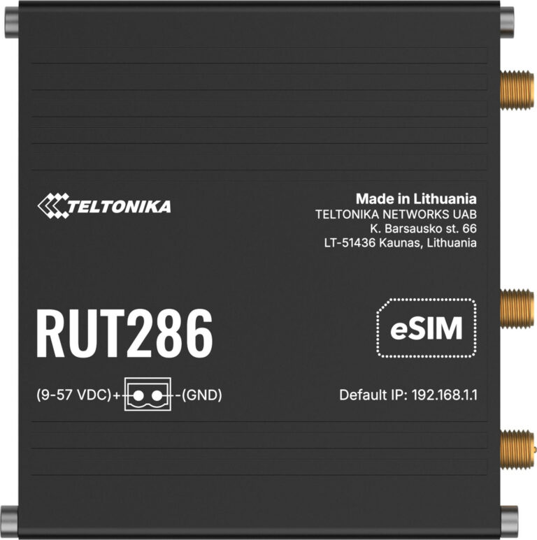 LTE router Teltonika RUT286 (RUT286AAAAA0) – priemyselný, LTE Cat 4, Dual SIM + eSIM, RS232/RS485