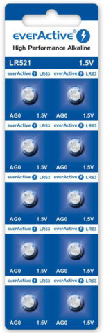 Alkalická batéria everActive AG0 / G0 / LR63 / LR521 – 1,5 V (balenie 10 ks)