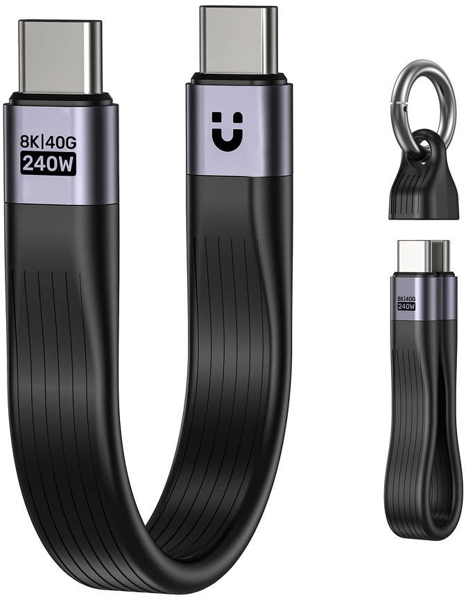 1ac4b312f749cf6e1abf3075afa50b56_original.jpg Kábel USB-C Unitek C14179ABK01-0.13M – prívesok, USB4 40 Gb/s, 240 W PD, 13 cm – Obrázok 1