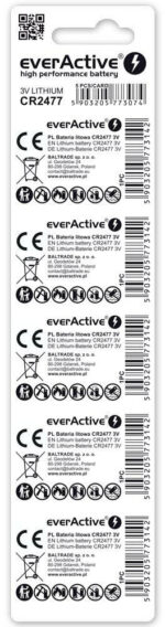 Lítiová gombíková batéria everActive CR2477 – 3 V (balenie 5 ks) – Obrázok 2