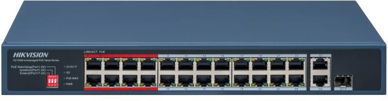 27c986a877d1f099d54cb89aa5c8bf4c_original.jpg PoE switch Hikvision DS-3E0326P-E/M – 24× PoE 100 Mb/s, 2× GbE uplink, 230 W – Obrázok 1