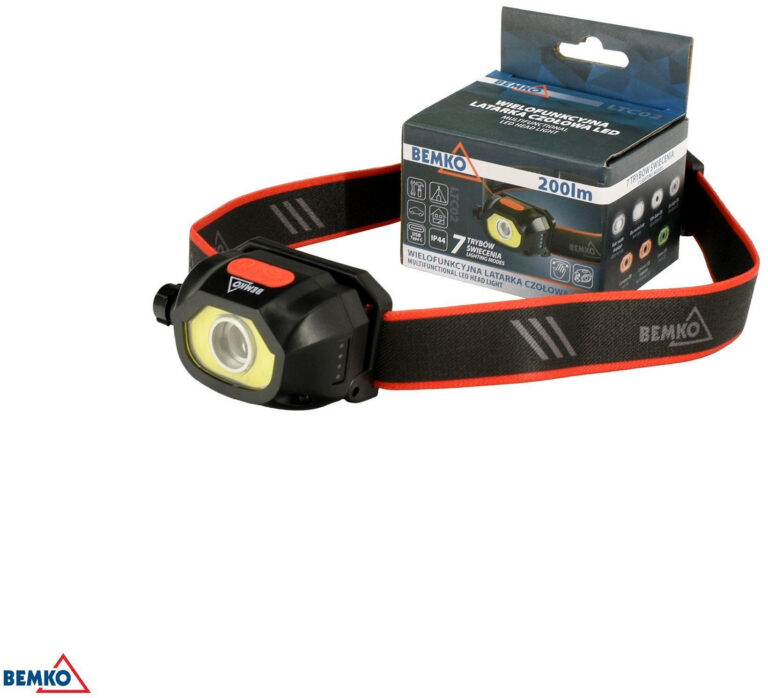 Nabíjateľná LED čelovka Bemko C49-LTC02 – 200 lm, 1200 mAh, IP44, senzor pohybu ruky