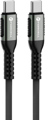 Kábel USB-C – USB-C Forcell F-Energy Cafule C263 – 240 W, 5 A, 3 m, opletený, čierny