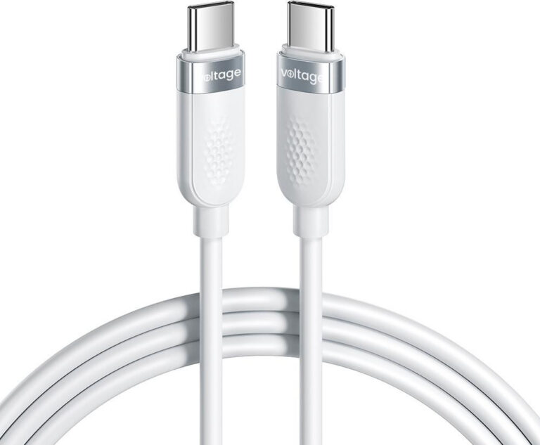 Kábel USB-C/USB-C Voltage Silicone VEKS100CC100WE – 100 W PD, 1 m, biely
