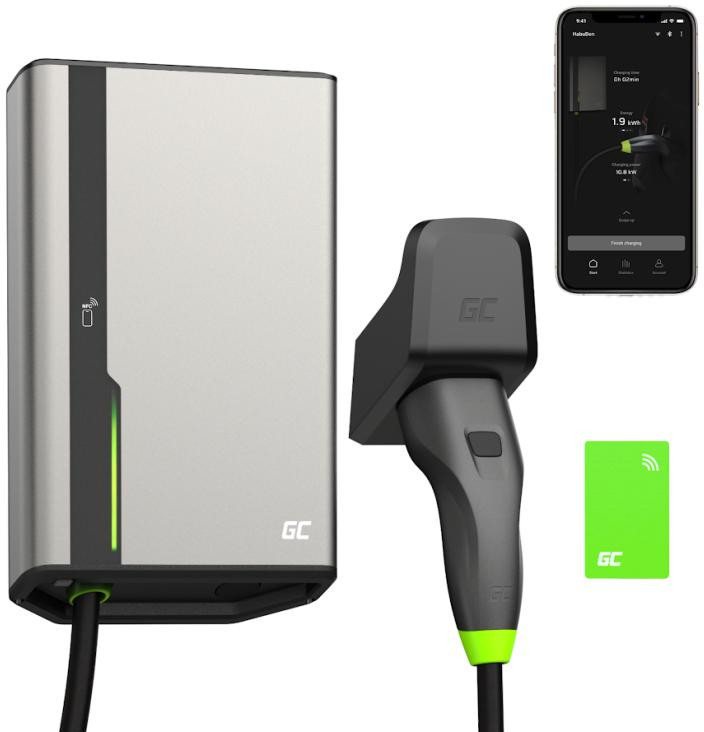 Nabíjacia stanica Green Cell HabuDen EVGC021B2250 – 22 kW, Type 2, kábel 5 m, Wi-Fi