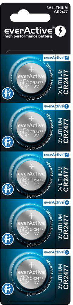 Lítiová gombíková batéria everActive CR2477 – 3 V (balenie 5 ks)