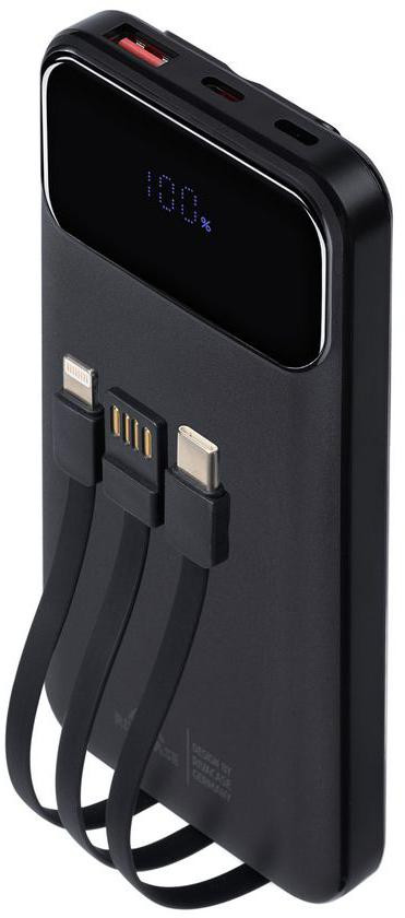 6b55163d814ddcdceaa4c0d2db2ff1c5_original.jpg Powerbank Rivacase VA2211 – 10 000 mAh, 22,5 W, PD 3.0 / QC 3.0, integrované káble, čierny – Obrázok 1