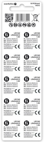 Gombíková batéria everActive EVAG12 – AG12/G12/LR43/LR1142, 1,5 V (balenie 10 ks) – Obrázok 2