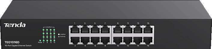 94a7e8835a84a72e45308ecbde492bc6_original.jpg Switch Tenda TEG1016D – 16× GbE, rack 1U, kovový – Obrázok 1