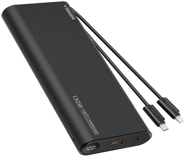 Powerbanka Veger TCE130 W2503 – 25 000 mAh, 130 W, káble USB-C a Lightning