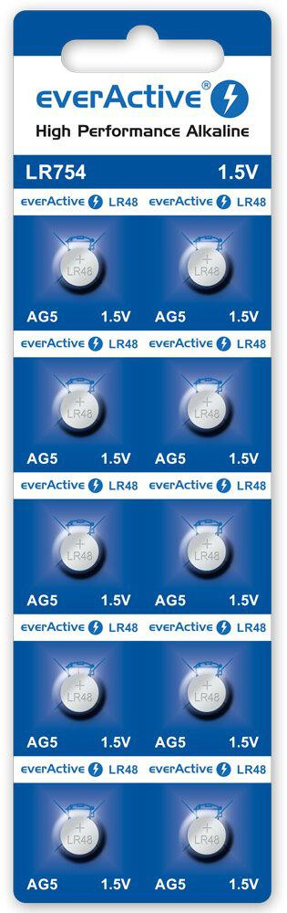 Gombíková batéria everActive EVAG5 – AG5/G5/LR48/LR754, 1,5 V (balenie 10 ks)