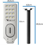 Solárna pouličná LED lampa Orllo 400 W – panel 28 W, radarový senzor, diaľkové ovládanie – Obrázok 3