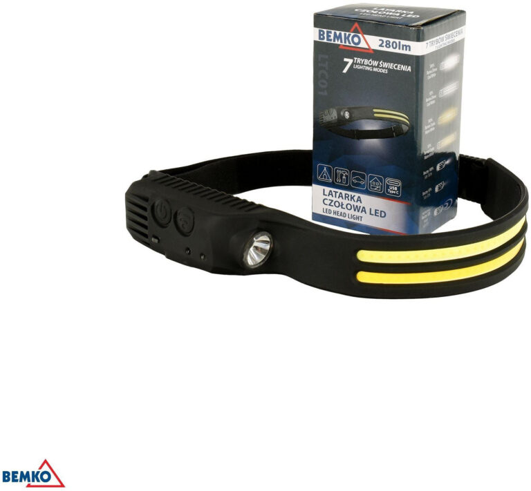 Nabíjateľná LED čelovka Bemko C49-LTC01 – 280 lm, 1200 mAh, USB-C