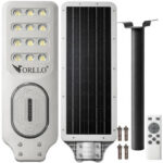 Solárna pouličná LED lampa Orllo 400 W – panel 28 W, radarový senzor, diaľkové ovládanie