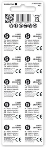 Gombíková batéria everActive EVAG1 – AG1/G1/LR60/LR621, 1,5 V (balenie 10 ks) – Obrázok 2