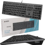 Klávesnica A4tech FStyler FX60H – USB, biele podsvietenie, nožnicové klávesy, sivá