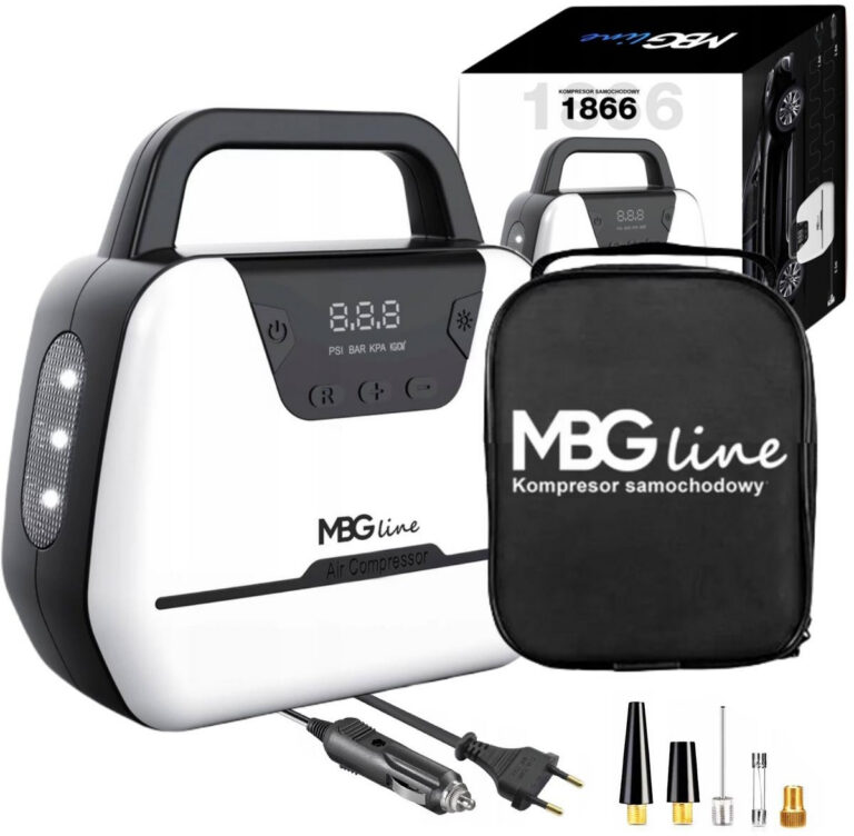 Kompresor MBG Line 1866 – 10 bar, 35 l/min, 12 V / 230 V, digitálny manometer, LED svetlo