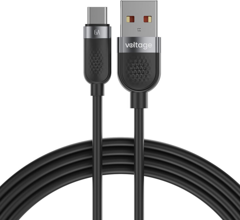 Kábel USB-A/USB-C Voltage Silicone VEKS66AC100BK – 66 W PD, 1 m, čierny