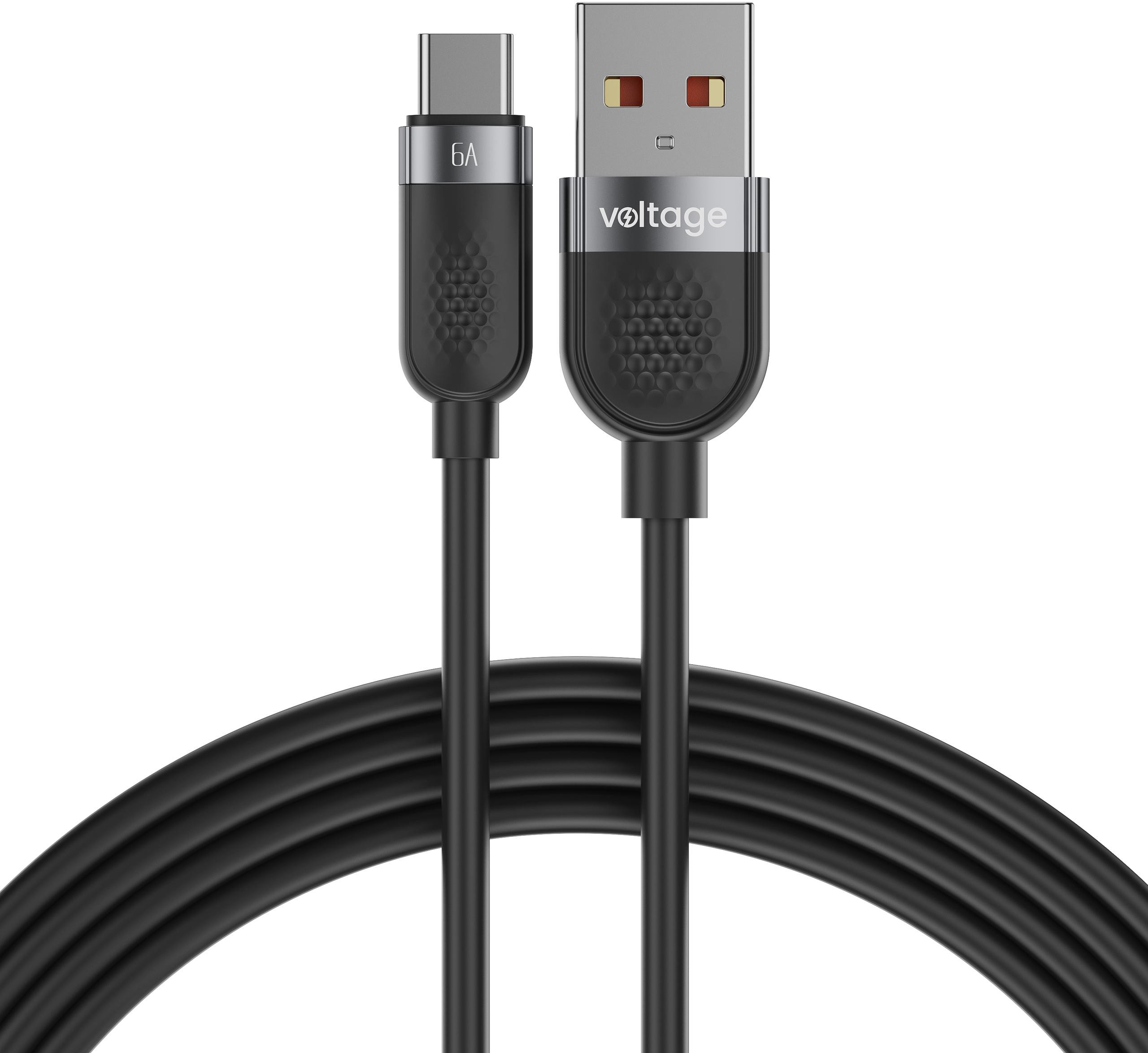 d3df71ddf4a2e6bf2f1107fa3b9bc85d_original.jpg Kábel USB-A/USB-C Voltage Silicone VEKS66AC100BK – 66 W PD, 1 m, čierny – Obrázok 1