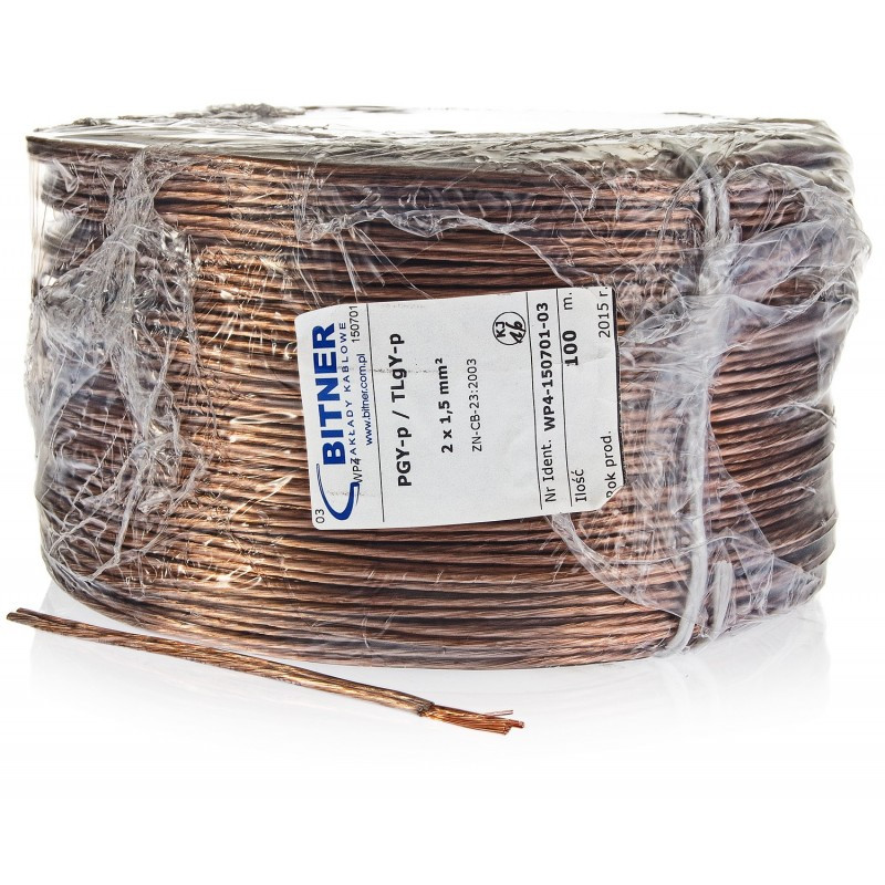 db9372f35192367fd8ee61c057ae57a7_original.jpg Reproduktorový kábel Bitner BiTsound PGY-p (TLgY) 2 × 1 mm² – lanko, priehľadný, 100 m – Obrázok 1