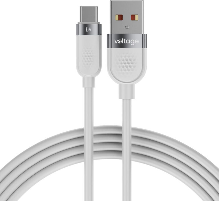 Kábel USB-A/USB-C Voltage Silicone VEKS66AC100WE – 66 W PD, 1 m, biely