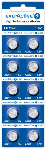 Gombíková batéria everActive EVAG12 – AG12/G12/LR43/LR1142, 1,5 V (balenie 10 ks)