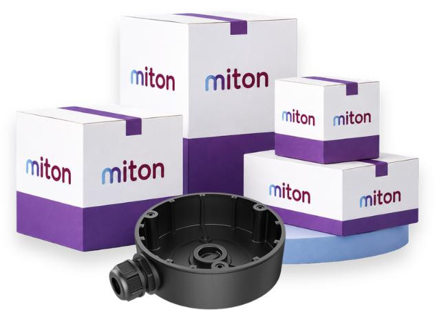 Montážna krabica Miton MT-P1280-D8-B pre dome kamery – hliník, čierna (balenie 10 ks)