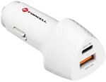 Nabíjačka do auta Forcell Carbon CC50-1A1C – 38 W, USB-C PD 3.0, USB-A QC 3.0, biela